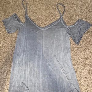 Open Shoulder Grey Blouse